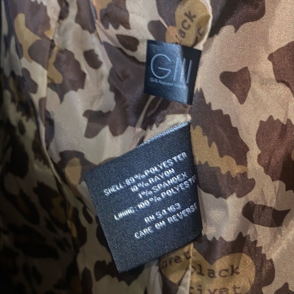 Black Rivet pea coat, black with animal print lining​ - Picture 4 of 9